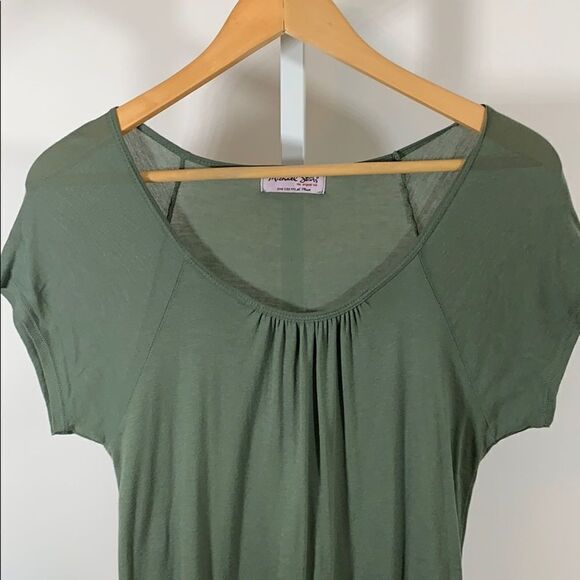 MICHAEL STARS Women’s Short Sleeve Cotton Blend Tee-Shirt Dress Green One Size - Picture 4 of 6